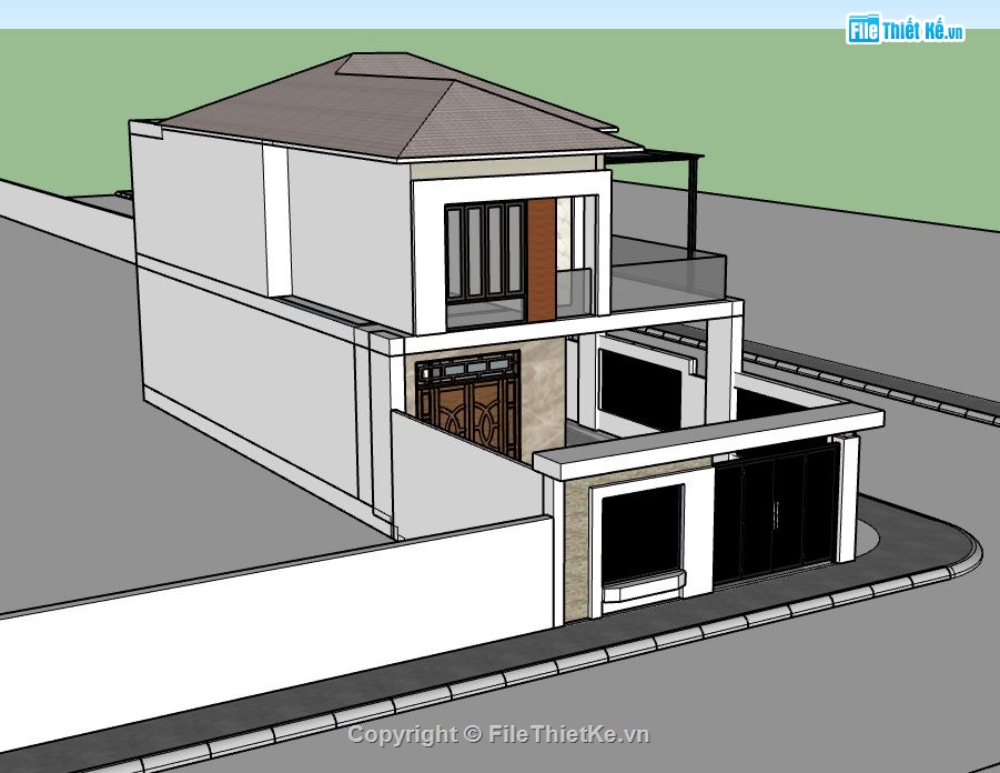 nhà phố 2 tầng,sketchup nhà phố 2 tầng,model su nhà phố 2 tầng