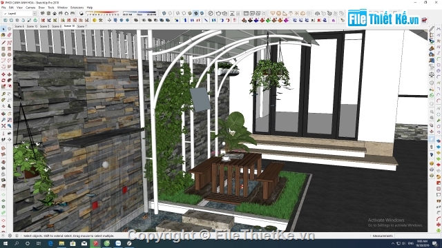 Sketchup,Sketchup ngoại thất,Sketchup 3 tầng,Mẫu Nhà phố 3 tầng Sketchup