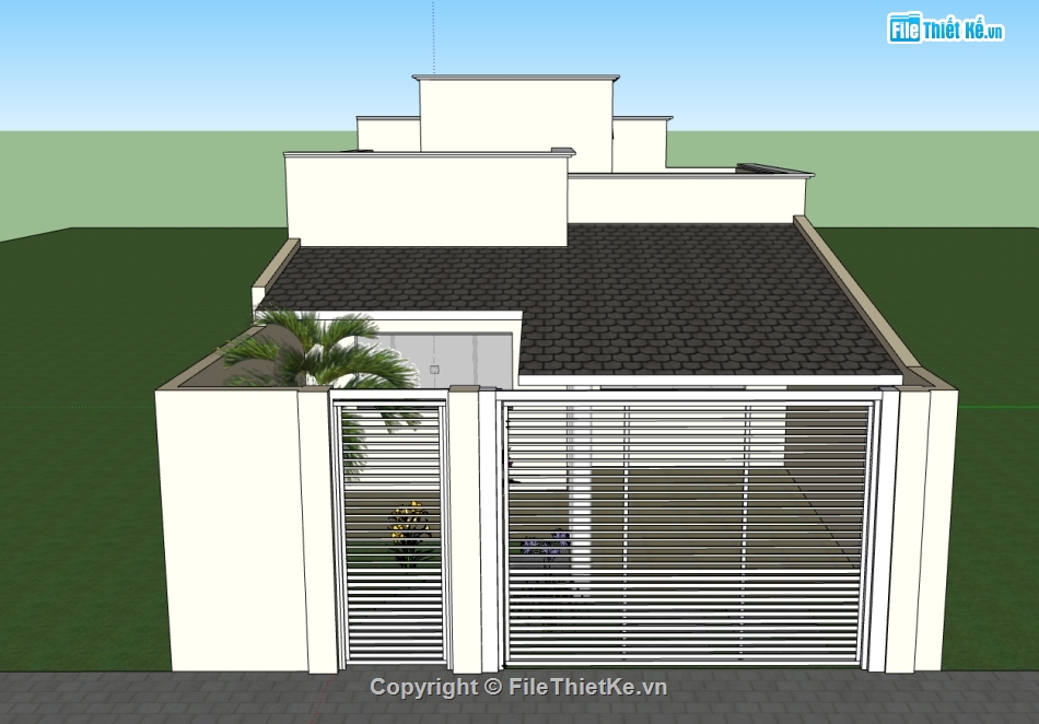 sketchup nhà 1 tầng,file su nhà 1 tầng,model su nhà 1 tầng,model sketchup nhà 1 tầng