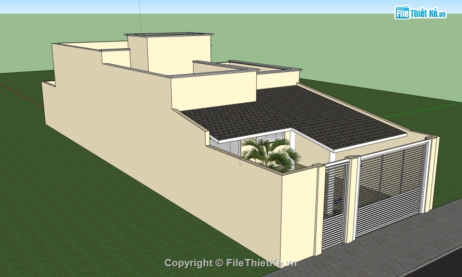 sketchup nhà 1 tầng,file su nhà 1 tầng,model su nhà 1 tầng,model sketchup nhà 1 tầng