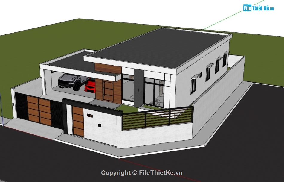 nhà 1 tầng,su nhà 1 tầng,sketchup nhà 1 tầng