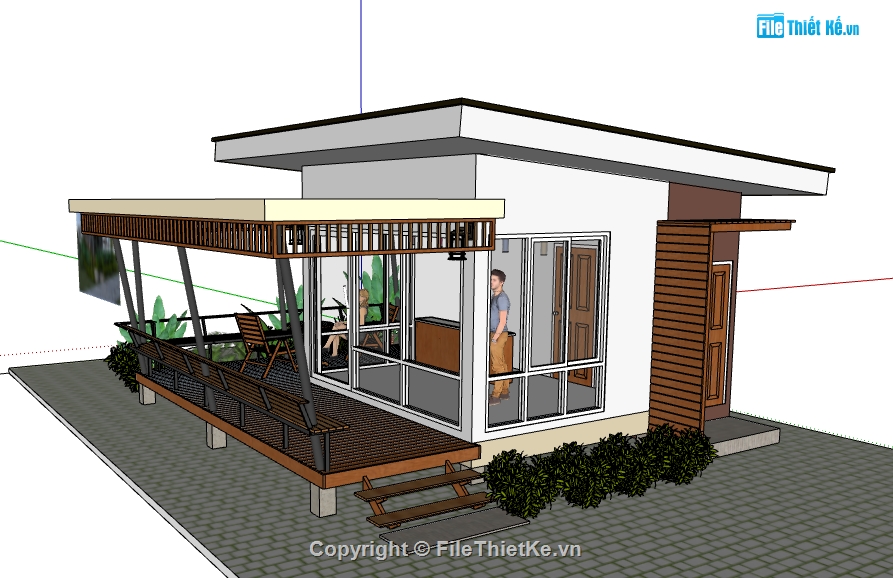 file su  sketchup nhà 1 tầng,model sketchup nhà 1 tầng,sketchup nhà 1 tầng