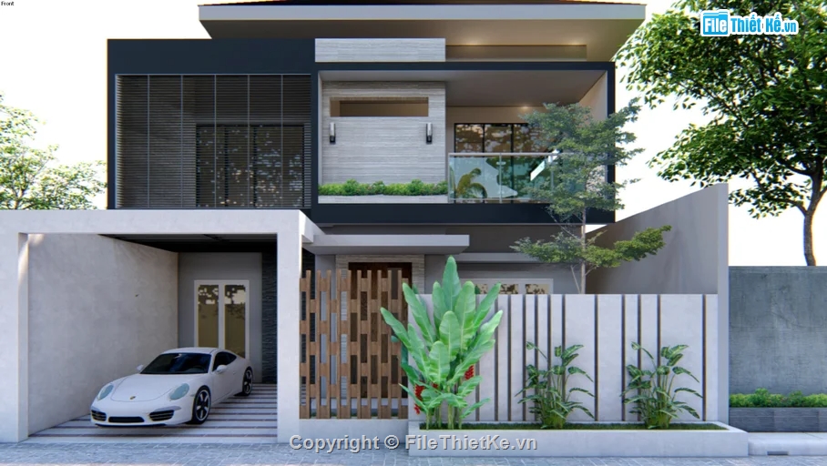 nhà 1 tầng,model sketchup nhà 1 tầng,nhà phố 1 tầng