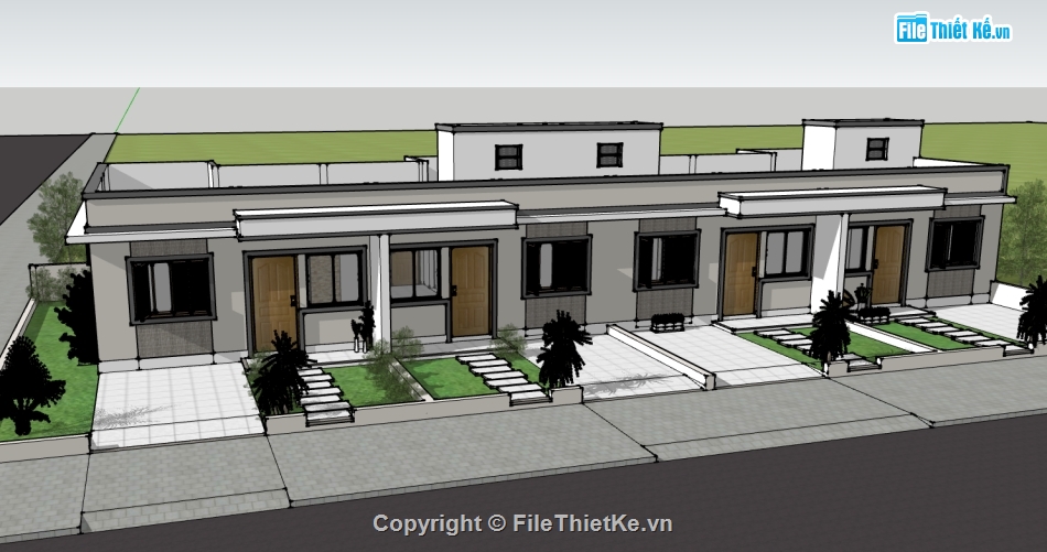 sketchup nhà phố 1 tầng,model 3d nhà phố 1 tầng,model su nhà phố 1 tầng,file su nhà phố 1 tầng,file 3d nhà phố 1 tầng