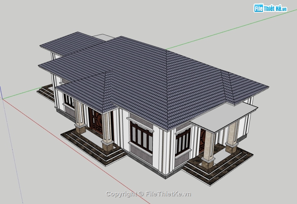 su nhà 1 tầng,nhà 1 tầng,sketchup nhà 1 tầng