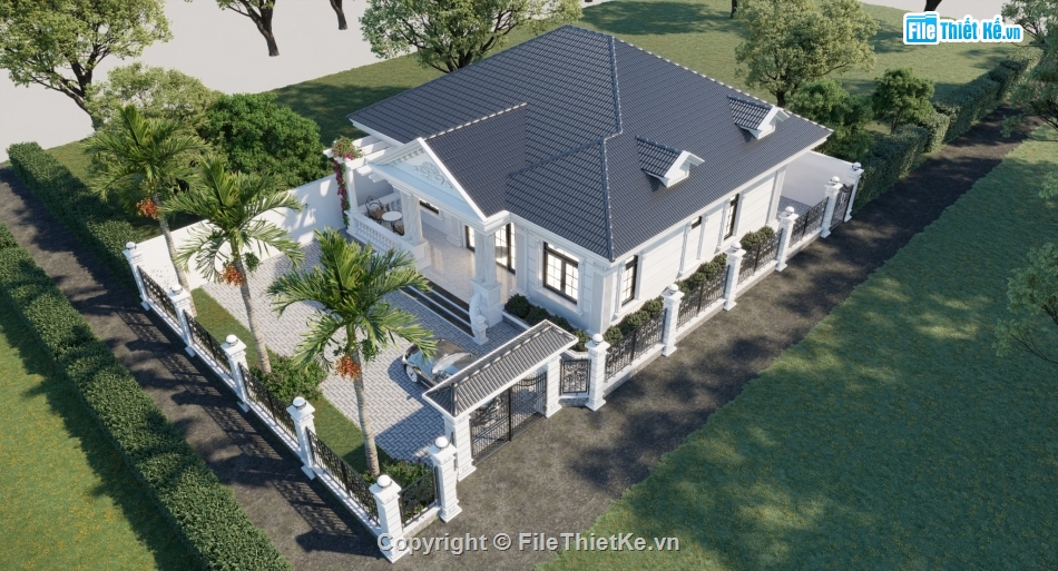 mẫu biệt thự 1 tầng,biệt thự 1 tầng sketchup,file su biệt thự 1 tầng,file sketchup biệt thự 1 tầng