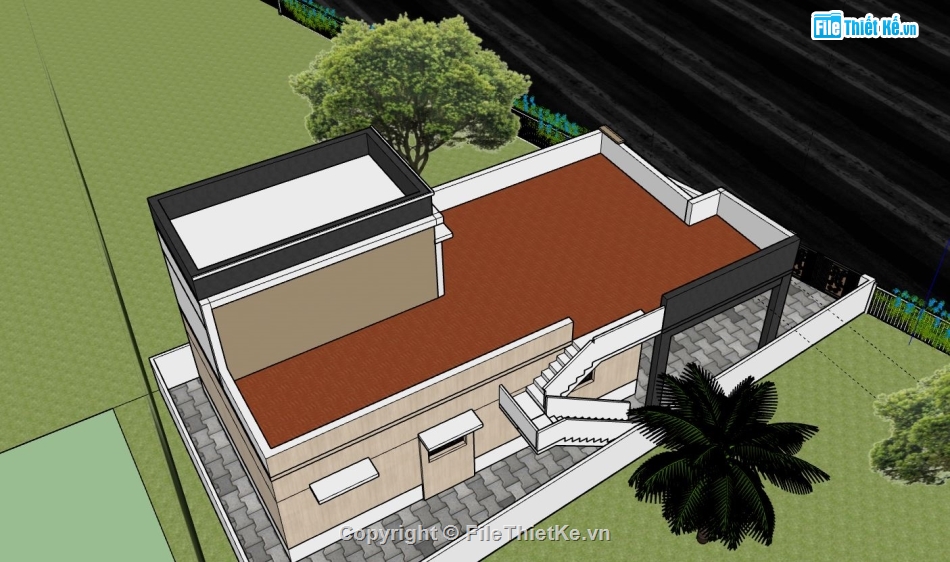 sketchup nhà 1 tầng,Model sketchup nhà 1 tầng,phối cảnh nhà 1 tầng,mẫu nhà 1 tầng,bản vẽ nhà 1 tầng đẹp