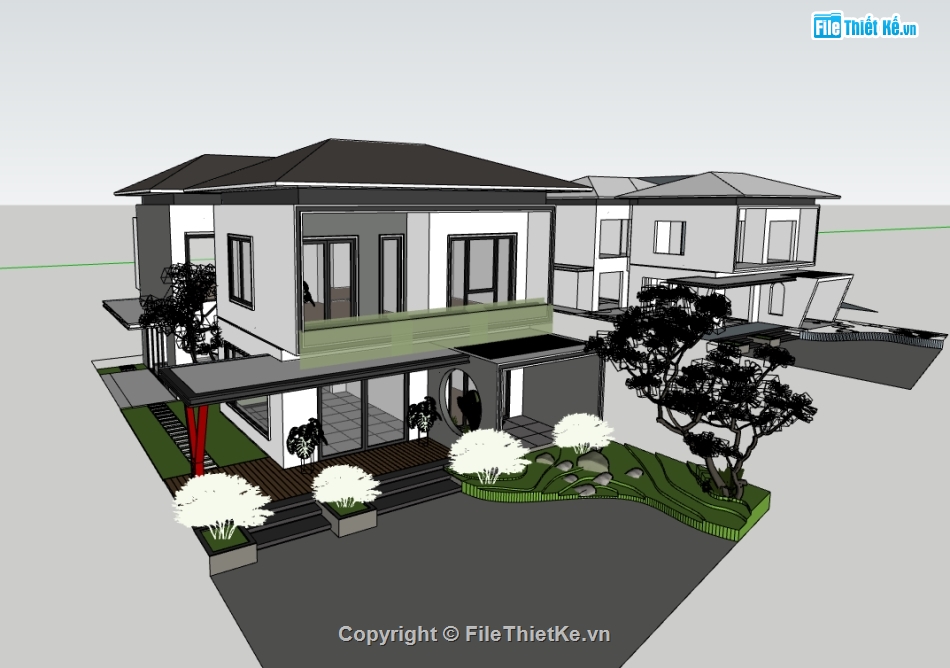 sketchup nhà phố,model 3d nhà phố,model su nhà phố,file su nhà phố,file 3d nhà phố