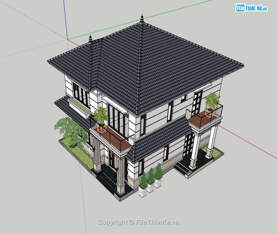 nhà 2 tầng,su nhà phố,sketchup nhà phố,su nhà phố 2 tầng