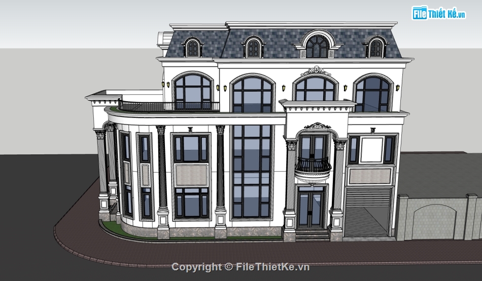 nhà 3 tầng,model su nhà 3 tầng,file 3d nhà 3 tầng,sketchup nhà 3 tầng