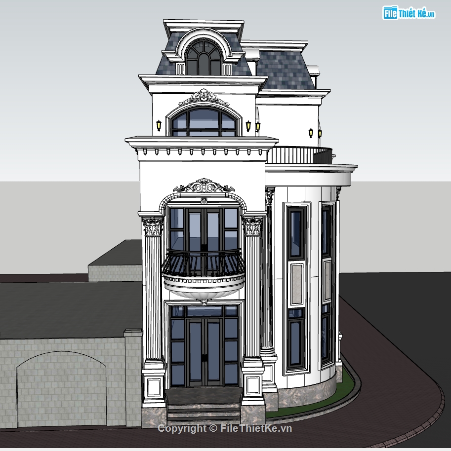 nhà 3 tầng,model su nhà 3 tầng,file 3d nhà 3 tầng,sketchup nhà 3 tầng