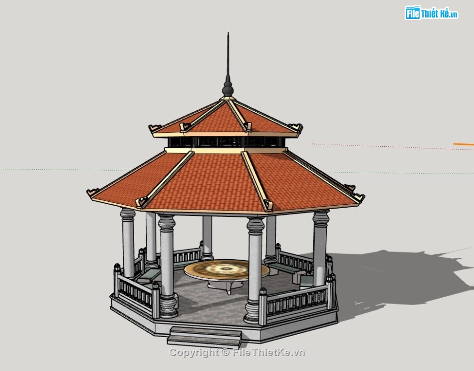mẫu nhà bát giác,sketchup nhà bát giác,file 3d nhà bát giác