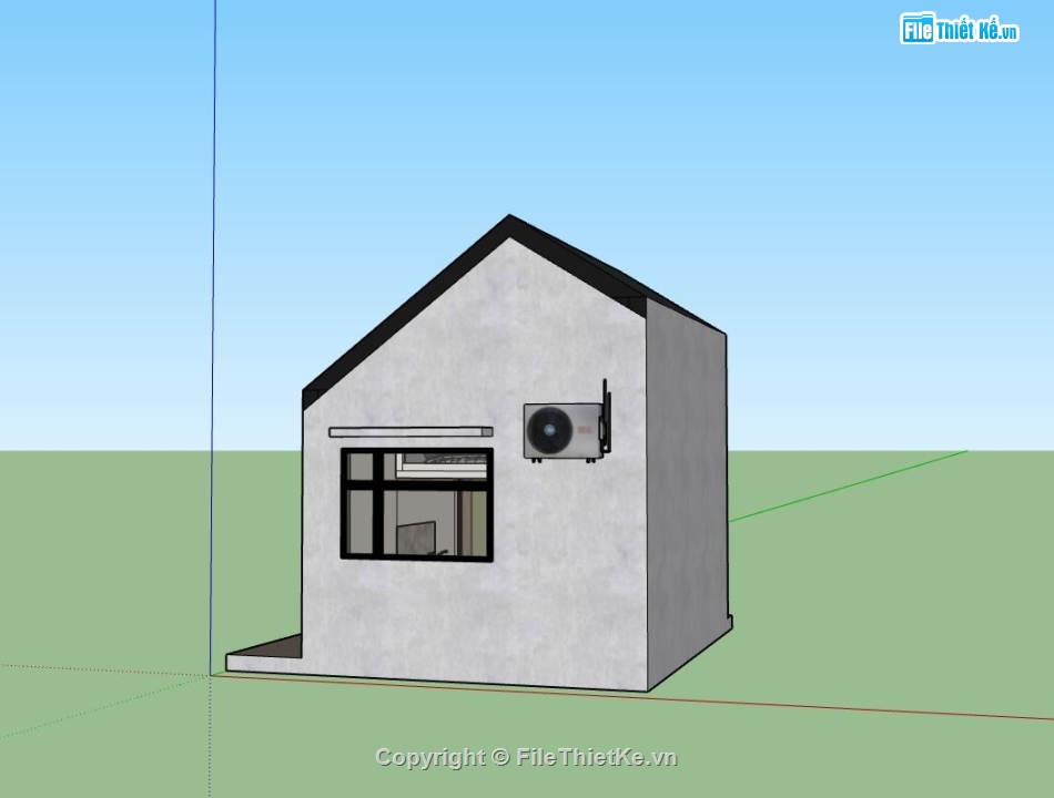 nhà cấp 4 sketchup,model su nhà cấp 4 đẹp,file thiết kế nhà cấp 4