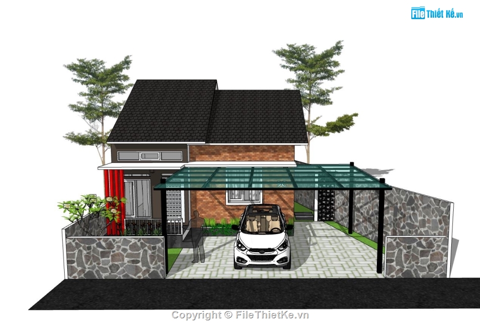 nhà cấp 4,nhà cấp 4 sketchup,sketchup nhà cấp 4,file su nhà cấp 4