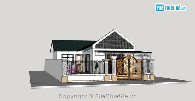 nhà cấp 4 hiện đại,model sketchup nhà cấp 4,su nhà cấp 4,Sketchup nhà cấp 4