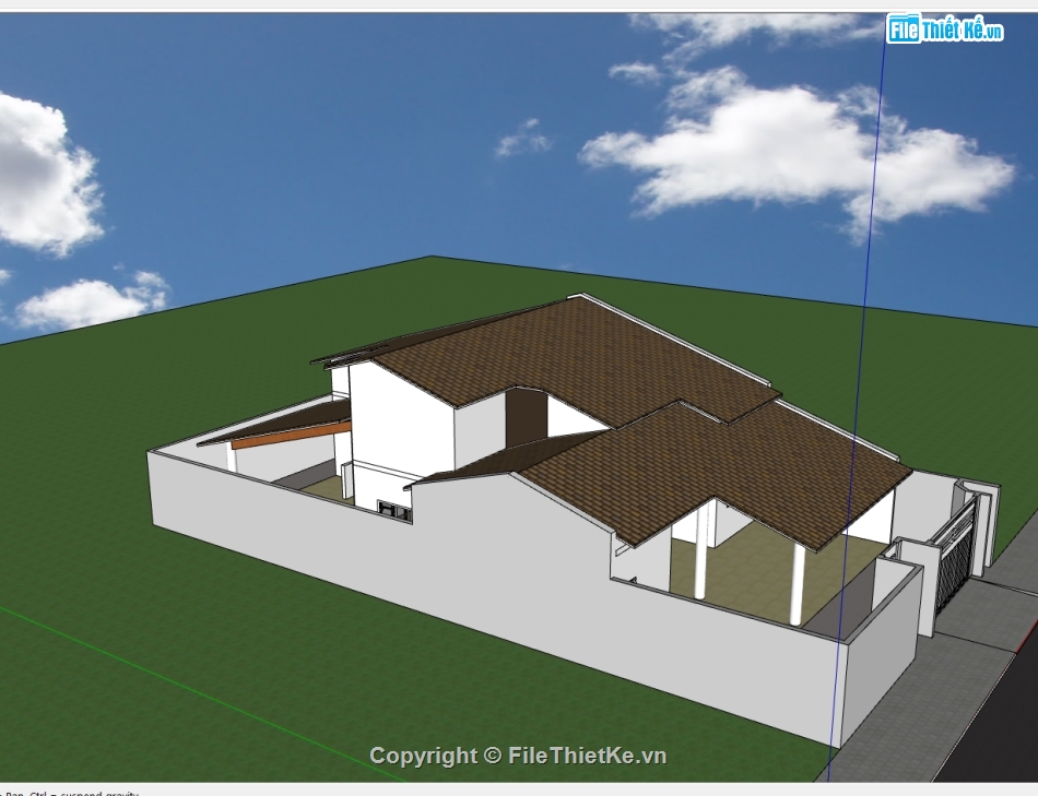 nhà cấp 4 sketchup,sketchup nhà cấp 4,3d nhà cấp 4,model 3d  nhà cấp 4