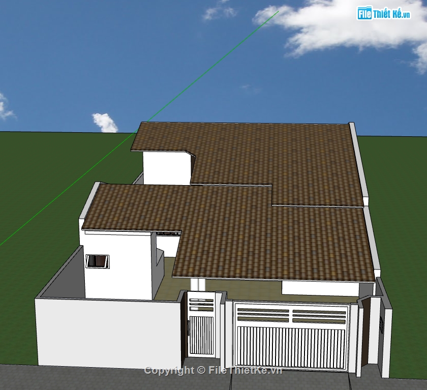 nhà cấp 4 sketchup,sketchup nhà cấp 4,3d nhà cấp 4,model 3d  nhà cấp 4
