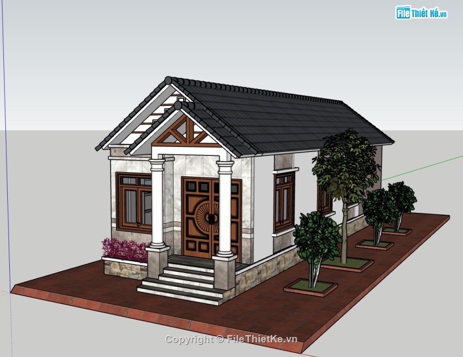 sketchup nhà cấp 4,nhà cấp 4 sketchup,nhà cấp 4,model su nhà cấp 4