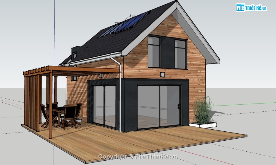 nhà cấp 4,nhà cấp 4 sketchup,mẫu nhà cấp 4 đơn giản