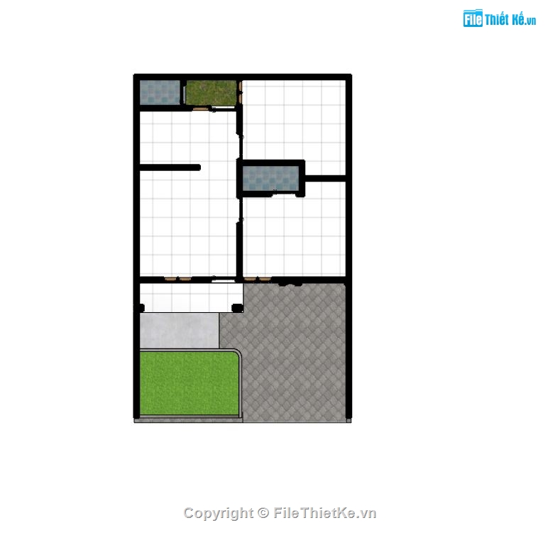 nhà cấp 4,nhà cấp 4 sketchup,mẫu nhà cấp 4 đơn giản,phối cảnh nhà cấp 4