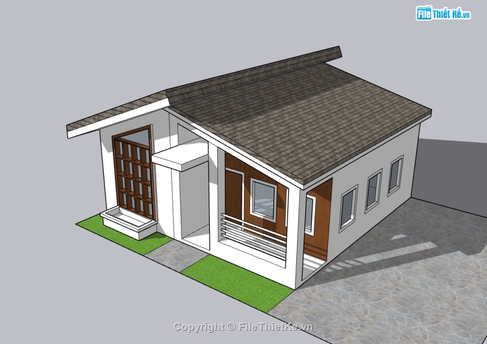 nhà cấp 4,nhà cấp 4 sketchup,sketchup nhà cấp 4