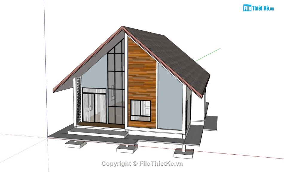 nhà cấp 4 sketchup,nhà cấp 4,sketchup file nhà cấp 4