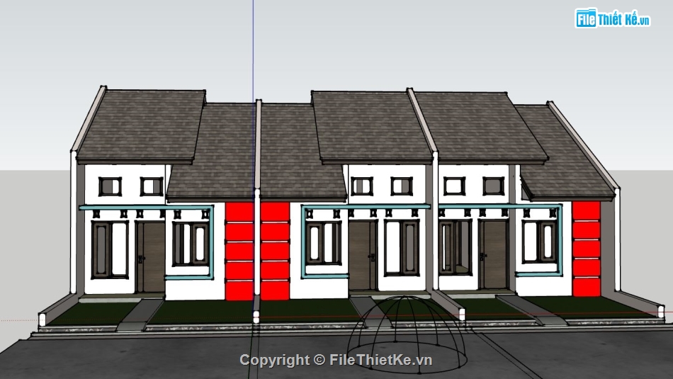 nhà cấp 4 sketchup,sketchup nhà liền kề,mẫu nhà cấp 4 đơn giản