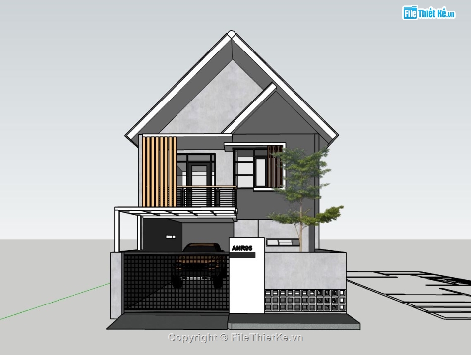 nhà cấp 4,model su nhà cấp 4,nhà cấp 4 sketchup,nhà cấp 4 đẹp