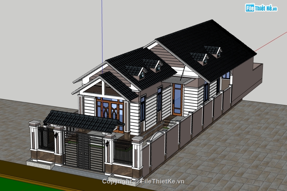 nhà cấp 4,sketchup nhà cấp 4,nhà cấp 4 sketchup,Model sketchup nhà cấp 4