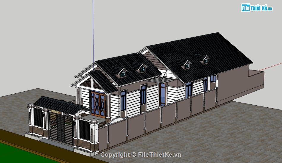 nhà cấp 4,sketchup nhà cấp 4,nhà cấp 4 sketchup,Model sketchup nhà cấp 4