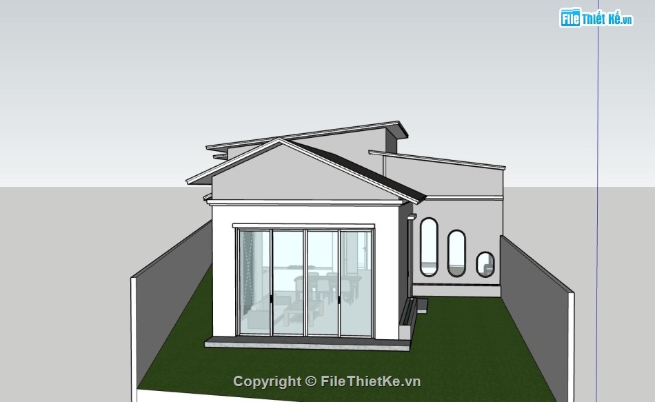 nhà cấp 4,nhà cấp 4 sketchup,sketchup nhà nông thôn