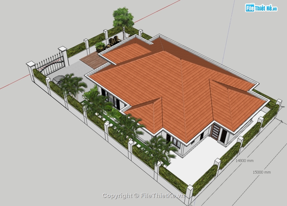 nhà cấp 4,nhà cấp 4 đẹp,nhà cấp 4 sketchup,sketchup nhà cấp 4