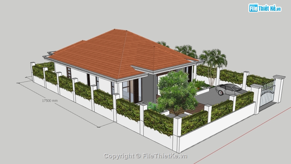 nhà cấp 4,nhà cấp 4 đẹp,nhà cấp 4 sketchup,sketchup nhà cấp 4