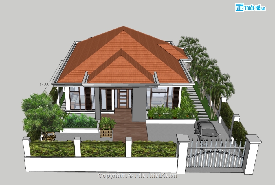 nhà cấp 4,nhà cấp 4 đẹp,nhà cấp 4 sketchup,sketchup nhà cấp 4