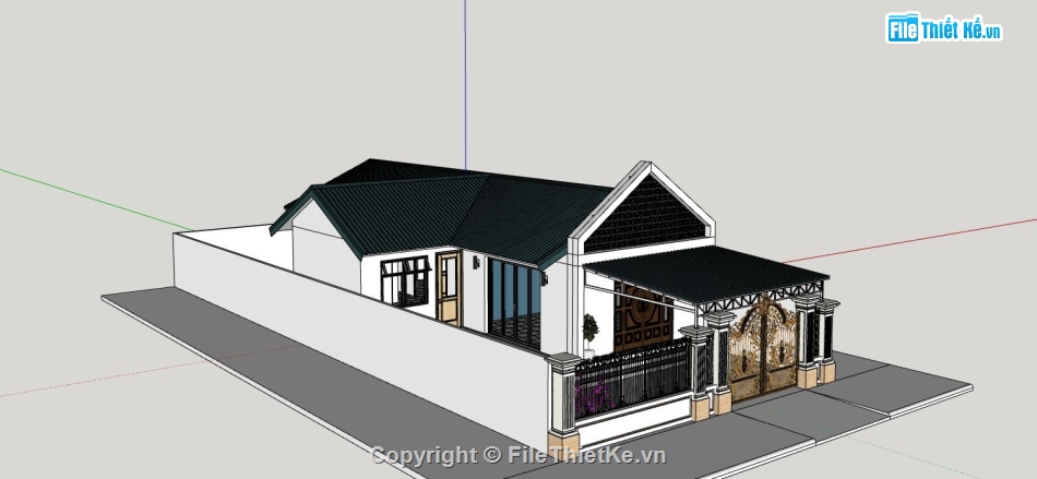 nhà cấp 4 sketchup,model nhà cấp 4 sketchup,thiết kế nhà cấp 4