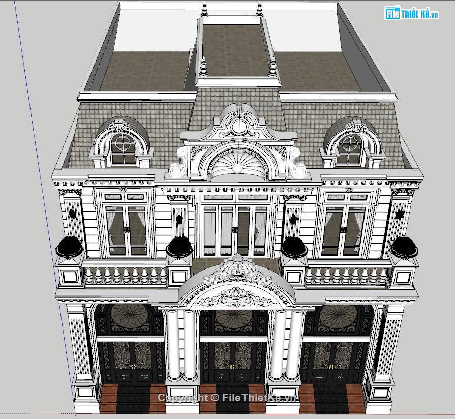 Model nhà hàng tân cổ điển,thiết kế nhà hàng sketchup,dựng 3d bao cảnh nhà hàng,nhà hàng tân cổ điển đẹp