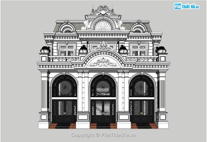 Model nhà hàng tân cổ điển,thiết kế nhà hàng sketchup,dựng 3d bao cảnh nhà hàng,nhà hàng tân cổ điển đẹp