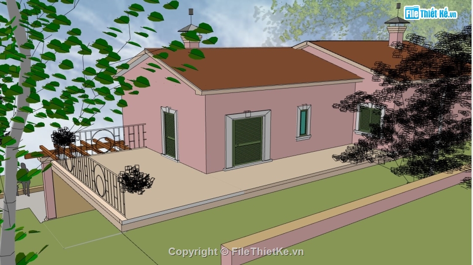 nhà làm việc,sketchup nhà làm việc,model su nhà làm việc