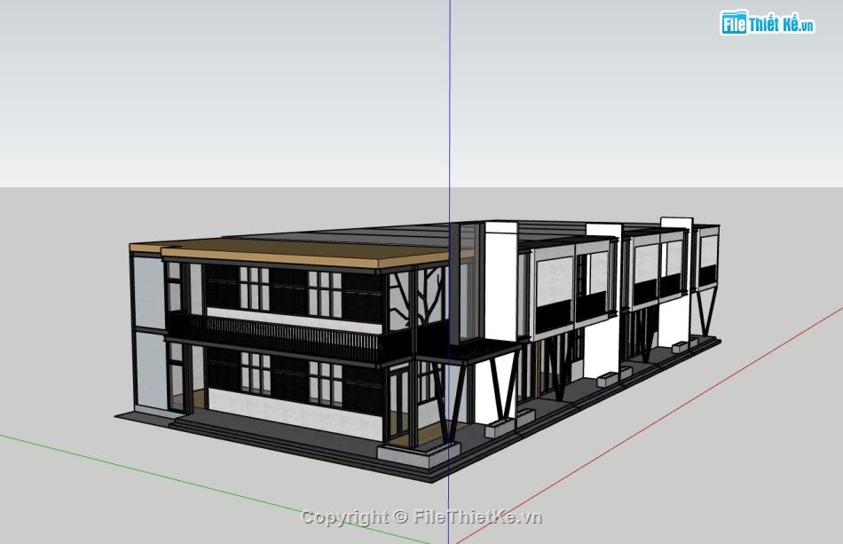 nhà liền kề,nhà liền kề 2 tầng,model su nhà liền kề,thiết kế nhà liền kề sketchup