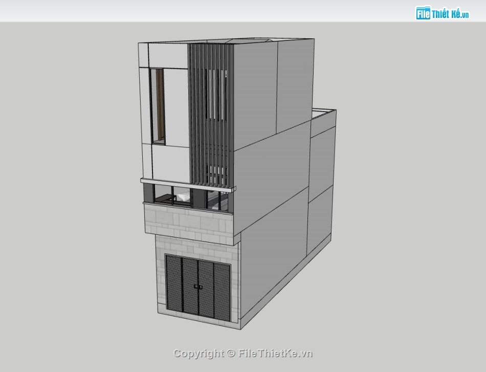 nhà lô phố 3 tầng,sketchup nhà lô phố 3 tầng,mẫu nhà lô phố,phối cảnh nhà phố hiện đại