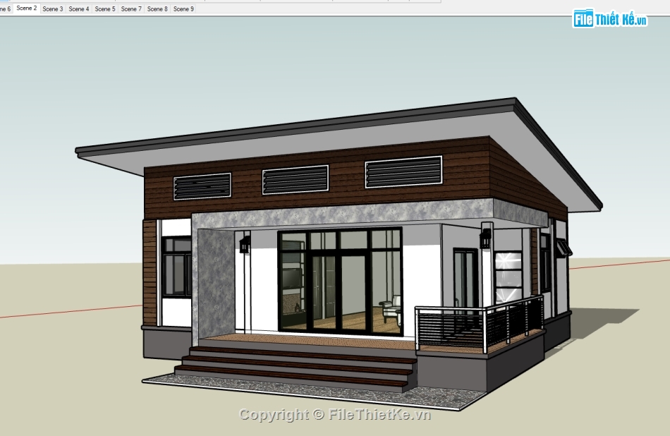 model sketchup nhà ở 1 tầng,File sketchup nhà ở 1 tầng,File su nhà ở 1 tầng,file sketchup nhà phố 1 tầng,sketchup nhà ở 1 tầng