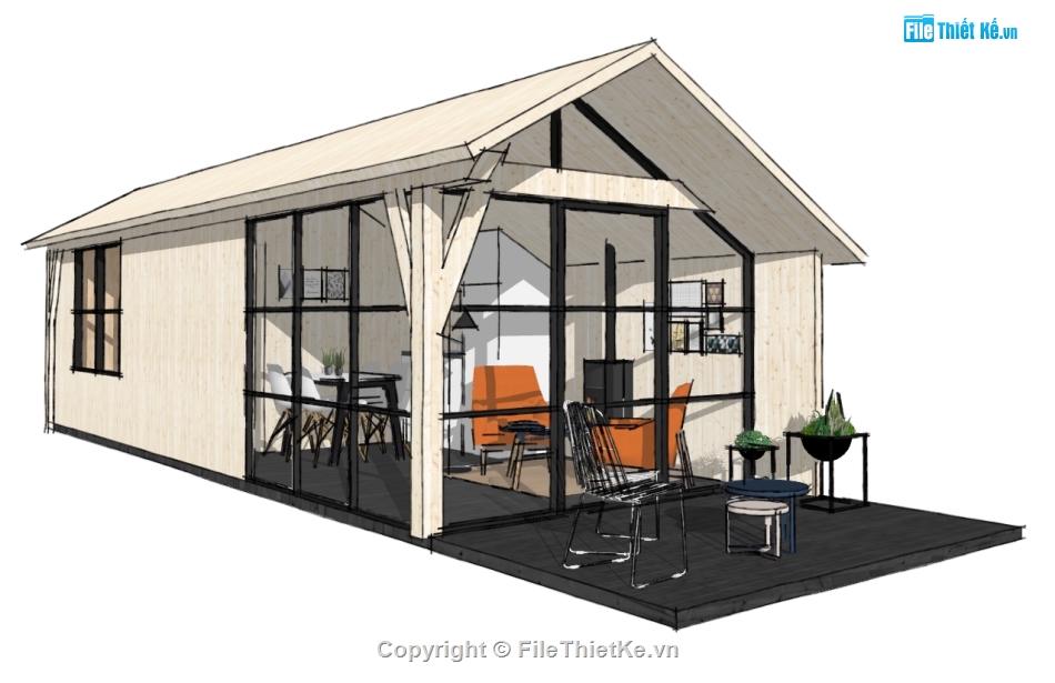 sketchup nhà ở,sketchup nội thất,Model nội thất nhà,su nhà ở,su nhà ở 3x11m