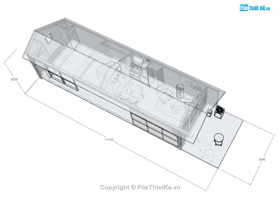 sketchup nhà ở,sketchup nội thất,Model nội thất nhà,su nhà ở,su nhà ở 3x11m