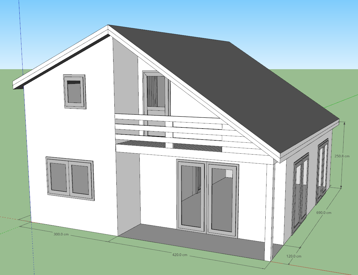 nhà ở,sketchup nhà ở,nhà,nhà 7 x 14m