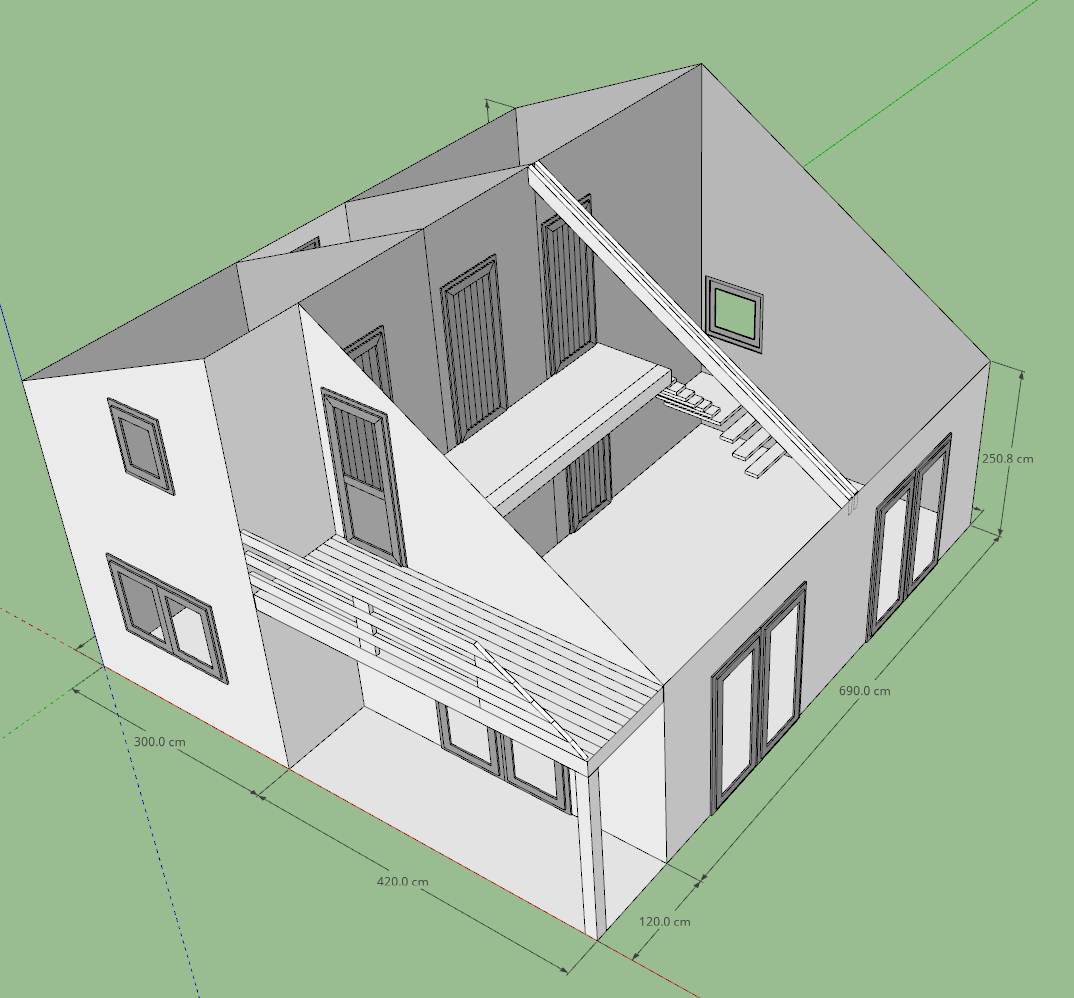 nhà ở,sketchup nhà ở,nhà,nhà 7 x 14m