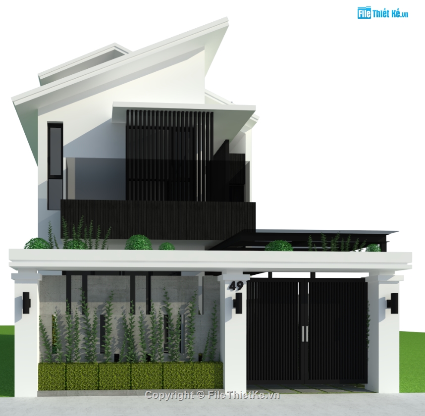 biệt thự hiện đại,biệt thự sketchup,biệt thự 7x16m,sketchup biệt thự hiện đại,model su biệt thự