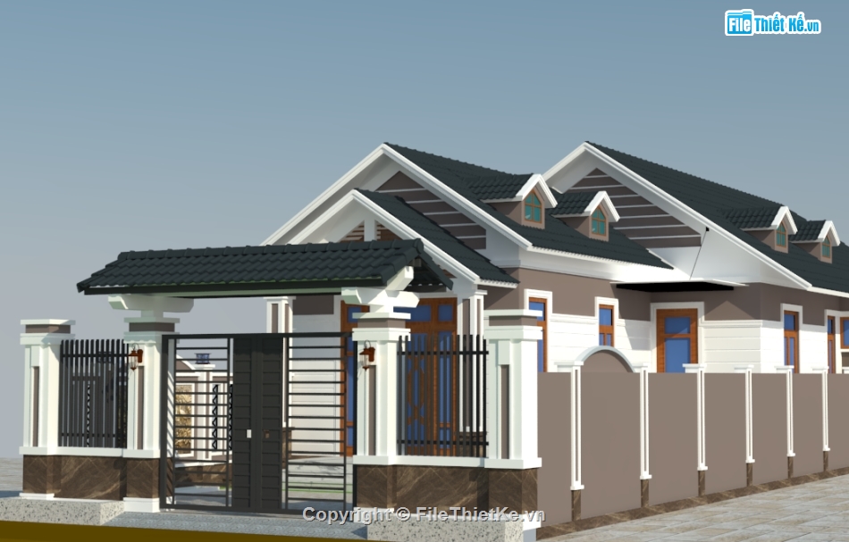 biệt thự vườn,sketchup biệt thự,biệt thự nhà vườn