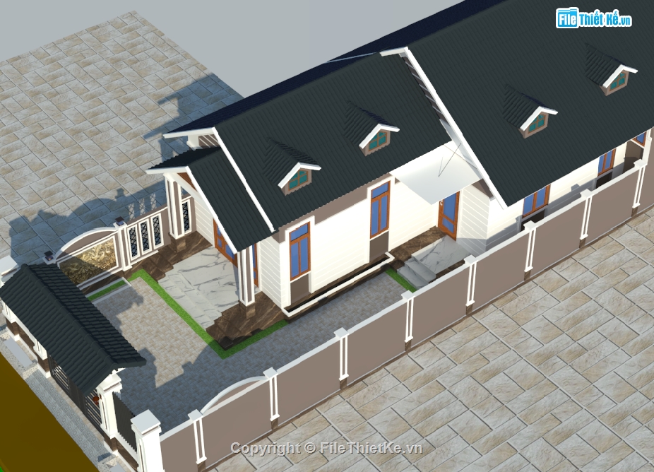 biệt thự vườn,sketchup biệt thự,biệt thự nhà vườn