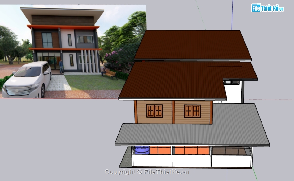 3d sketchup nhà ở gia đình,file sketchup nhà phố 2 tầng,Model sketchup nhà phố 2 tầng,File 3d sketchup nhà 2 tầng