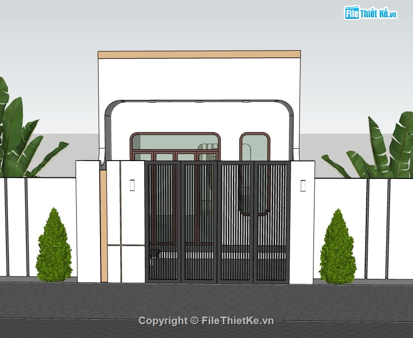 nhà phố 1 tầng,sketchup nhà phố,su nhà phố,sketchup nhà phố 1 tầng